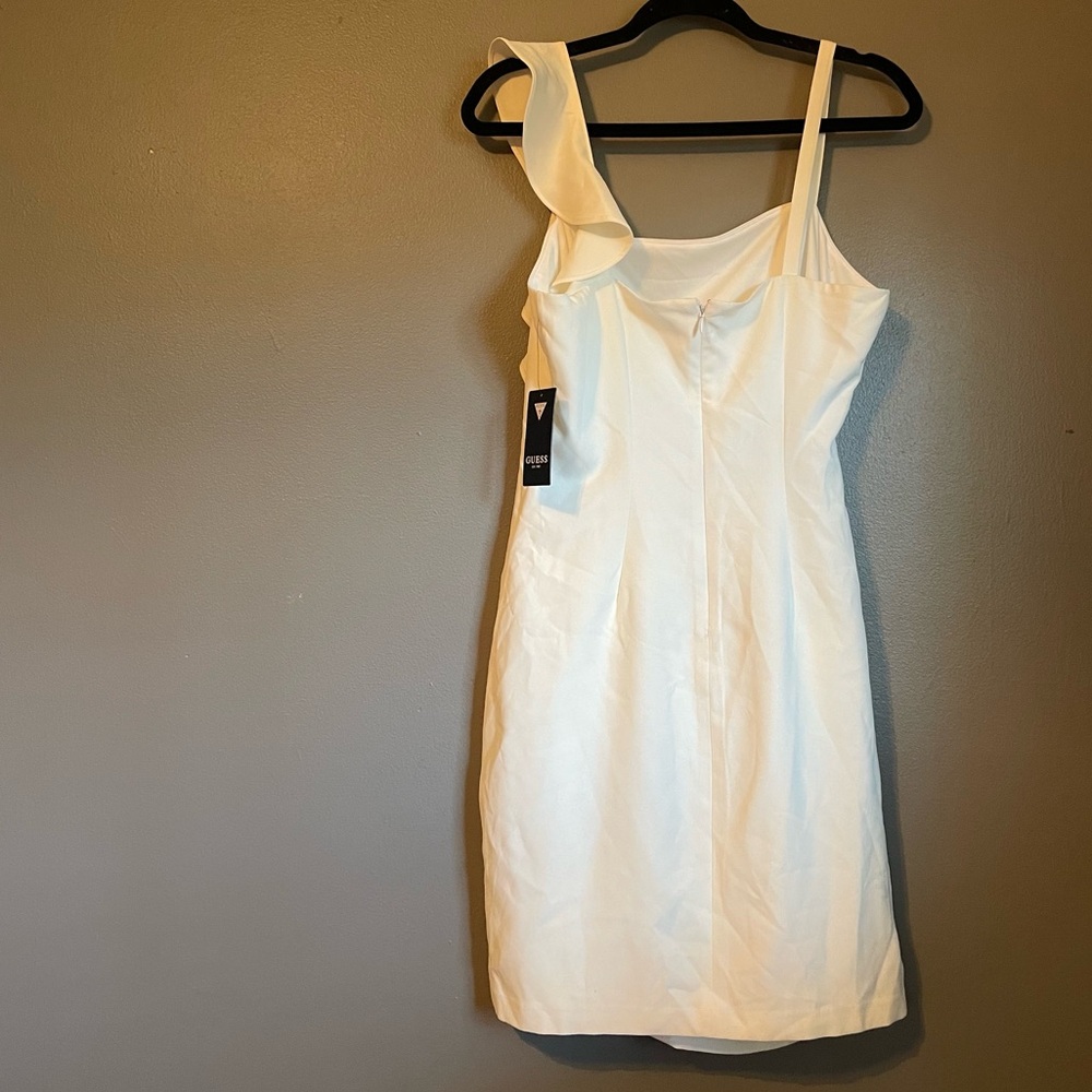 NWT Guess Sz 10 Women’s White Ruffle Strappy Mini Bodycon Lined Dress Ret $128! - Picture 10 of 13